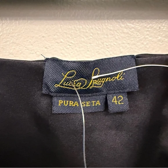 Vintage Luisa Spagnoli 100% Silk Asymmetrical Draped Skirt Rhinestone Heart 42 - Picture 8 of 12